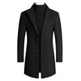 thumbnail image 1 of Niuer Men's Pea Coat Lapel Trench Coats Long Sleeve Jacket Mid Length Overcoats Solid Color Outwear Black 3XL, 1 of 2