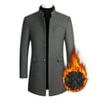 thumbnail image 1 of Niuer Men's Pea Coat Lapel Trench Coats Long Sleeve Jacket Mid Length Overcoats Solid Color Outwear Gray (thickened) 3XL, 1 of 4