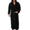 thumbnail image 1 of Niuer Mens Bath Robes Hooded Wrap Robe Long Sleeve Dressing Gown Warm Towelling Solid Color Nightwear Black 2XL, 1 of 6