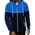 thumbnail image 1 of Niuer Mens Casual Zip Up Hoodie Jackets Color Block Long Sleeve Drawstring Outerwear Coat with Pocket, 1 of 4