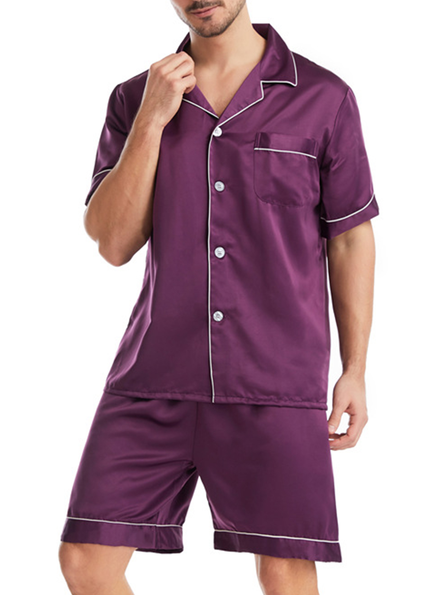Men's 2-Piece Pajama Set – Lightweight T-Shirt & Shorts Matching Sleepwear, Comfy Nightwear