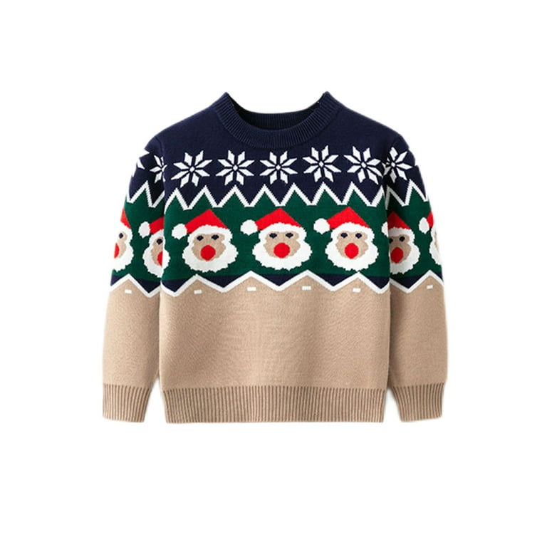 Niuer Toddler Basic Christmas Printed Knit Sweaters Kids Color