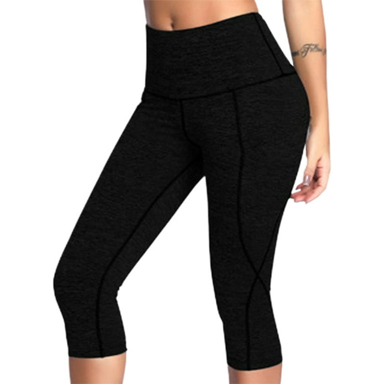 Niuer Women Bottoms Elastic Waisted Yoga Pants High Waist Leggings Stretch  Trousers Solid Color Jeggings black S 
