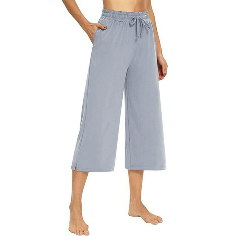 Niuer Women Cropped High Waisted Bottoms Ladies Tummy Control