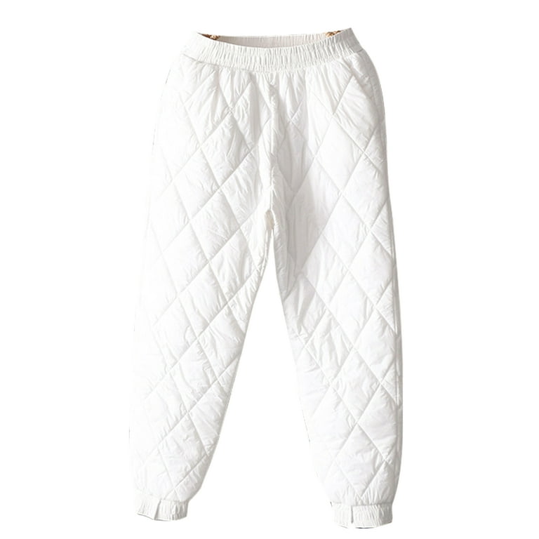 Niuer Women Down Pants High Waist Sweatpants Straight Leg Puff