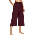 thumbnail image 1 of Niuer Women Elastic Waist Sport Crop Pant Pocket Wide Leg Athletic Activewear Capris Lady Juniors Gym Lounge Legging Sweatpant, 1 of 2