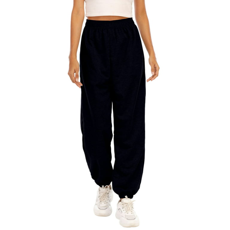 Niuer Women Elastic Waist Sweatpants Joggers Pants Loose Fit Workout Lounge  Pants with Pockets Dark Blue L 