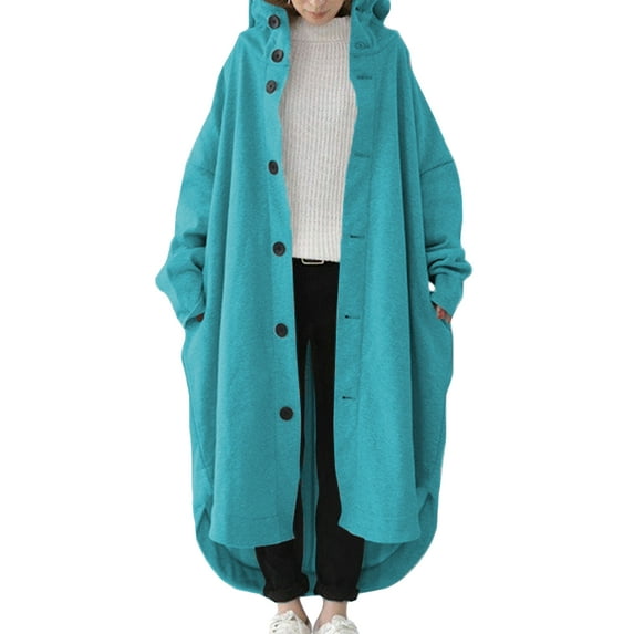 Niuer Women High Low Hem Solid Color Jacket Ladies Long Maxi Jackets Cardigan Winter Warm With Pockets Casual Overcoats Green 4XL