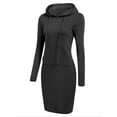 thumbnail image 1 of Niuer Women Hooded Dresses Solid Color Sweatshirt Dress Long Sleeve Pullover Hoodie Lightweight Drawstring Black M, 1 of 2