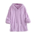 thumbnail image 1 of Niuer Women Loose Fit Long Sleeve Hoodies Ladies Plain Pullover Double Fleece Winter Collared Leisure Hooded Tops Purple 3XL, 1 of 2