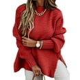 thumbnail image 1 of Niuer Women Loose Thermal Chunky Sweaters Cozy Knitted Puff Sleeve Pullover Solid Color Winter Warm Casual Jumper Tops Red M, 1 of 2