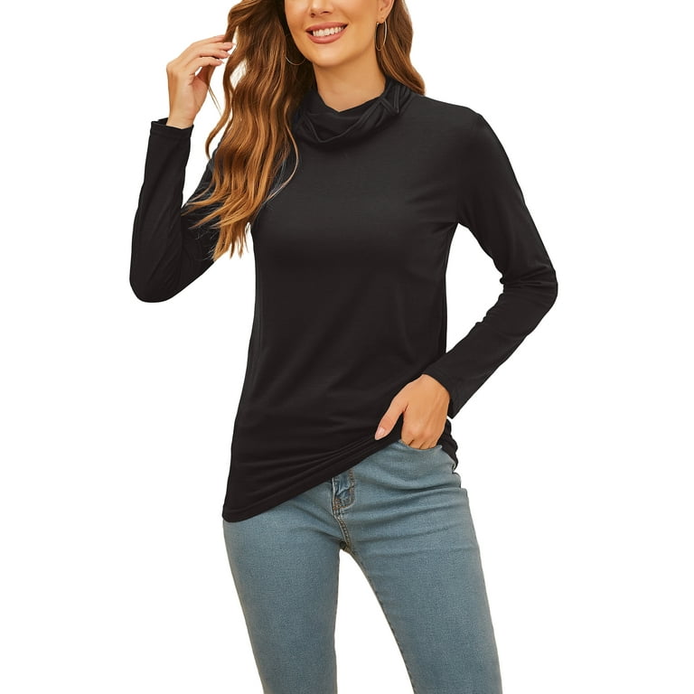 Niuer Women Oversized Long Sleeve Turtleneck Lightweight Tops Basic Soft  Pullover Mock Neck Shirt Ladies Loungewear Tunic Blouse Tops Size S-5XL 