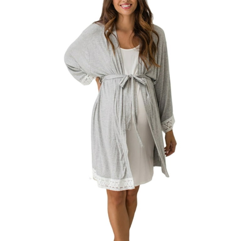 Niuer Women Robe Maternity Sleepwear Pregnancy Nightgown Nursing