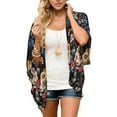 thumbnail image 1 of Niuer Women Shirts Floral Print Tops Kimono Sleeve Tunic Shirt Casual Cover Ups Short Sleeves Swimwear Black 3XL, 1 of 9