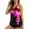 thumbnail image 1 of Niuer Women Strappy Tankini Set Floral Print Swimsuits with Shorts 2 Piece Halter Neck Swimwear Pink 4XL, 1 of 7