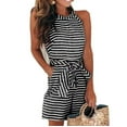 thumbnail image 1 of Niuer Women Summer Crewneck Romper Loose Casual Short Jumpsuit Waistband Playsuit with Pockets, 1 of 2