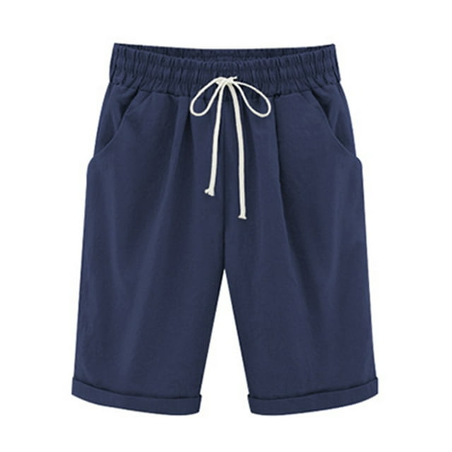 Niuer Women Summer Shorts Casual Lounge Wear Short Hot Pants Ladies Bermuda Shorts Ladies High Waist Beach Knee Length Pockets Short Trousers