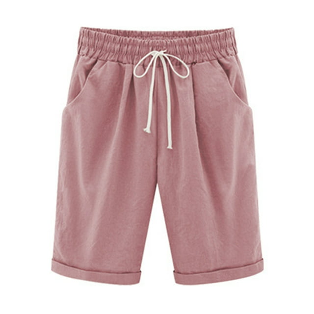 Niuer Women Summer Shorts Casual Lounge Wear Short Hot Pants Ladies Bermuda Shorts Ladies High Waist Beach Knee Length Pockets Short Trousers