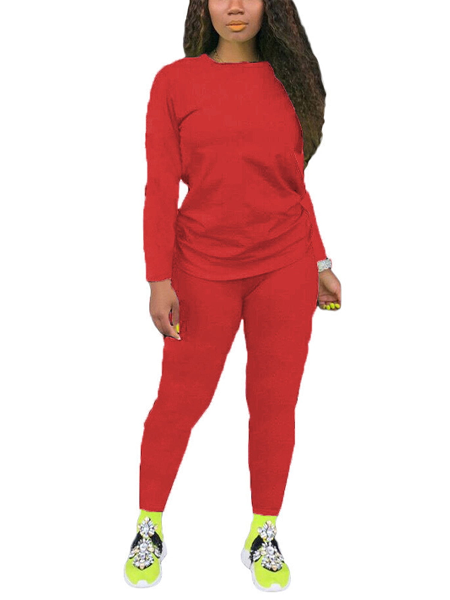 Niuer Women Sweatsuits 2 Piece Outfits Jogger Set Long Sleeve Two ...