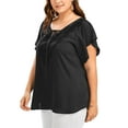 thumbnail image 1 of Niuer Women Tunic Blouse V Neck Chiffon Tops Short Sleeve T Shirt Loose T-shirt Solid Color Tee Black XXL, 1 of 4