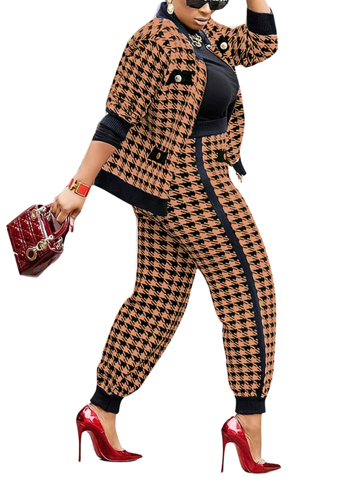 Niuer Women Workwear Set Long Sleeve Two Piece Outfit High Waist