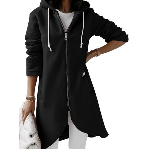 Niuer Women's Long Zip Up Hoodie Oversized Fleece Tunic Hooded Sweatshirt Jacket with Pockets