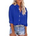 thumbnail image 1 of Niuer Womens V Neck Buttons Down Shirts Lapel Collar Long Sleeve Casual Blouses Solid Color Tunic Tops Shirts, 1 of 2