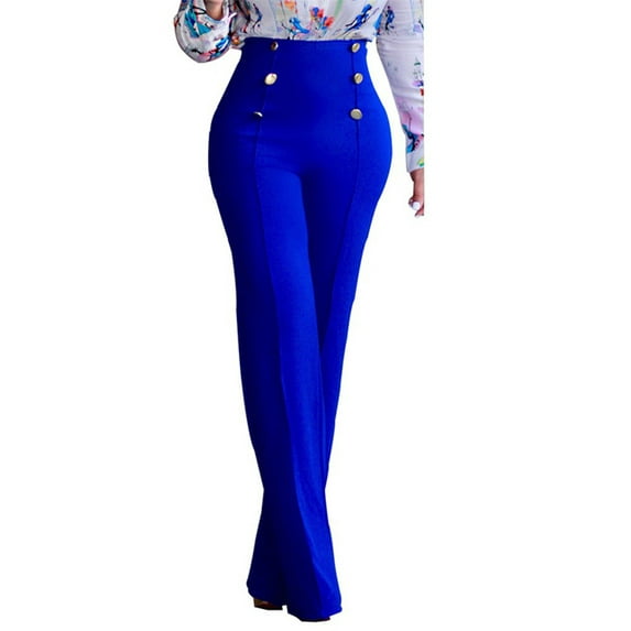 Sexy Dance Women Stretch Pants Casual Work Lounge Pant Fashion Button Office High Waist Straight-leg Trouser