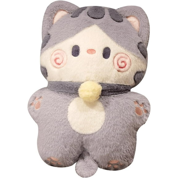 Niulife Cute Cat Plush, Cuddle Kitty Plushies, Soft Stuffed Animal Toy, Kawaii Cat Plushie for Friends, Classmates, Girlfriends Birthday Valentine's Day,Grey