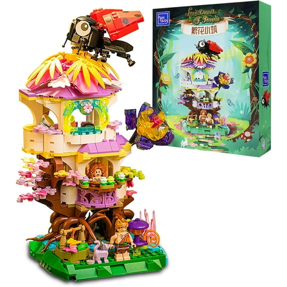 Niulife Tree House Building Toy, Creative Building Set 737PCS Forest House Building Bricks, STEM Cherry Blossom Tree House with Flowers & Animals, Building Blocks Toys for 6 7 8+ Kids