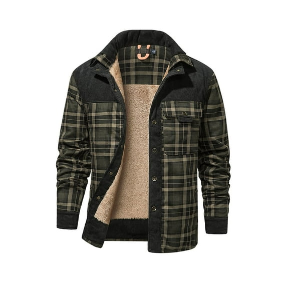 Niumike Outdoor Casual Vintage Long Sleeve Plaid Flannel Button Down Shirt Jacket for Men