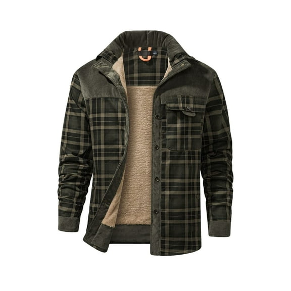 Niumike Outdoor Casual Vintage Long Sleeve Plaid Flannel Button Down Shirt Jacket for Men