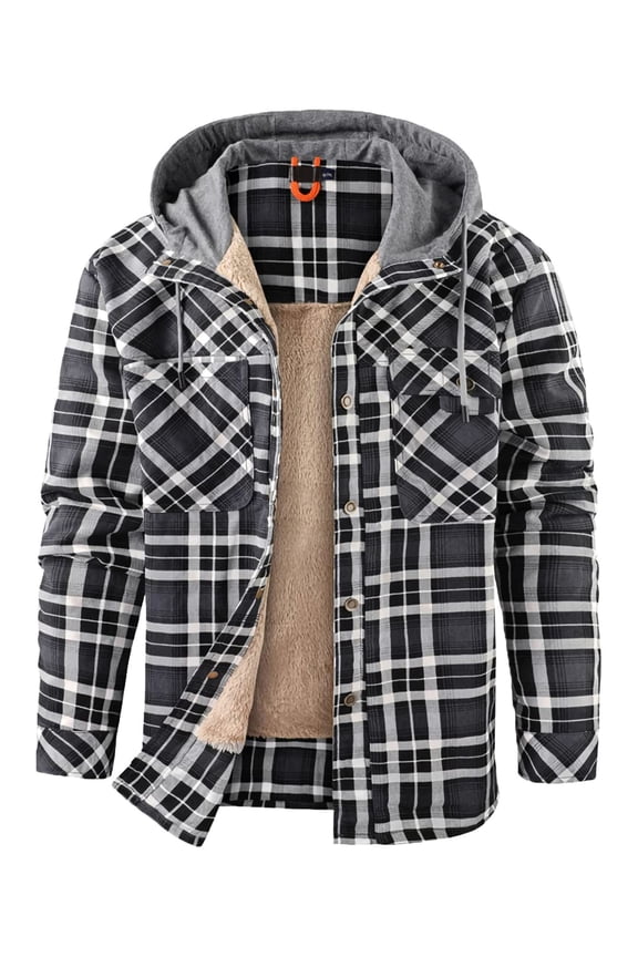 Outdoor Casual Vintage Long Sleeve Plaid Flannel Button Down Shirt Jacket for Men