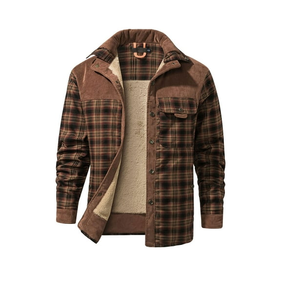 Niumike Outdoor Casual Vintage Long Sleeve Plaid Flannel Button Down Shirt Jacket for Men