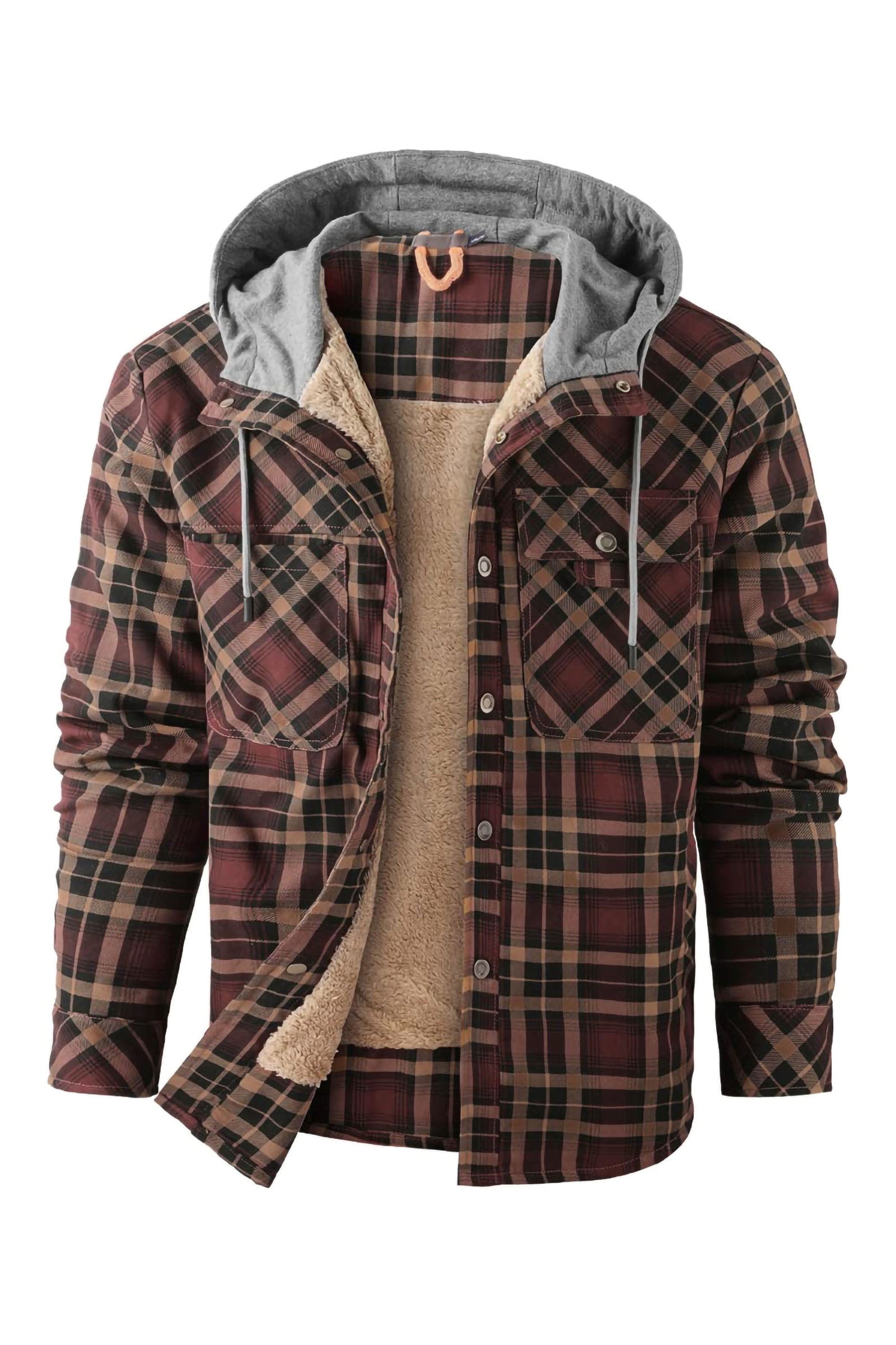 Niumike Outdoor Casual Vintage Long Sleeve Plaid Flannel Button Down ...