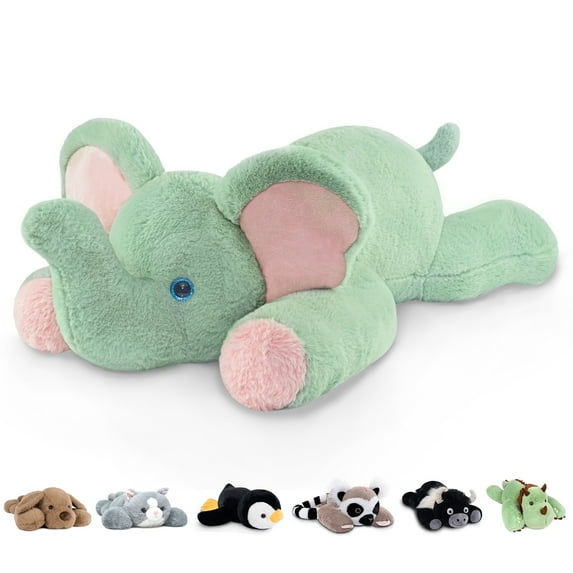 Niuniu Daddy Weighted Green Elephant Stuffed Animal - 20"Large Plush Toy, 3.3-Pound Giant Weighted Plushie Pillows with Soft Faux Fur, Gift for Kids, Adults & Babies