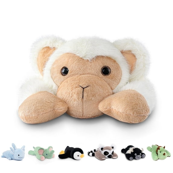 Niuniu Daddy Weighted Monkey Stuffed Animals-20"Giant White Plush Toys, 3.3-Pound Giant Weighted Plushie Body Pillow with Soft Faux Fur, Gift for Kids & Adults, Holiday Birthday Gift