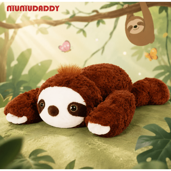 NIUNIUDADDY 20" Weighted Sloth Stuffed Animal, 3.3 lb Large Soft Brown Plush Body Pillow for Kids & Adults