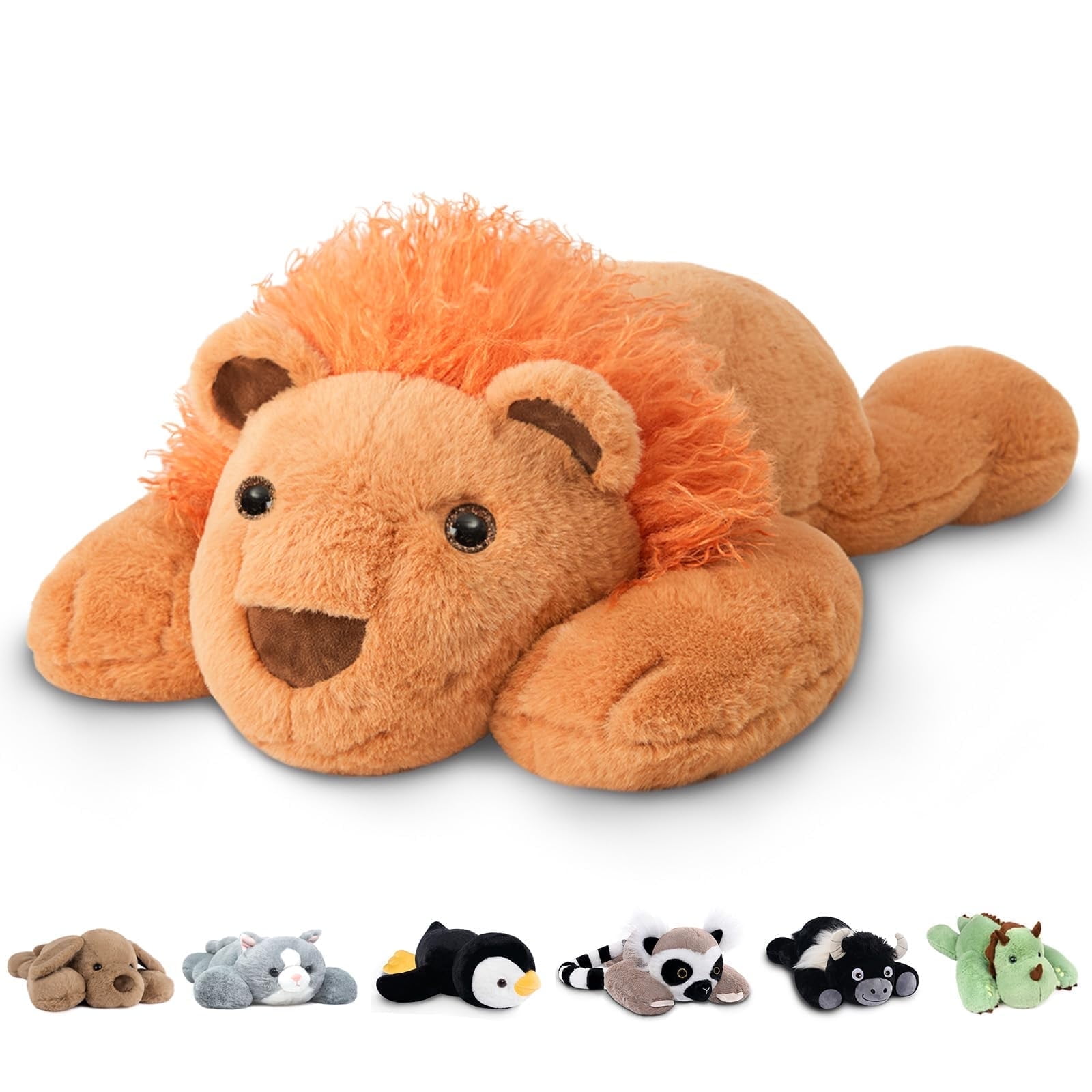 Niuniu Daddy Weighted Lion Stuffed Animals 20"Large Plush Toy,3.3lb Giant Weighted Lion Plush Animals Body Pillow with Soft Faux Fur, Cute Stuffed Animals Birthday Gift for Baby, Kids & Adults