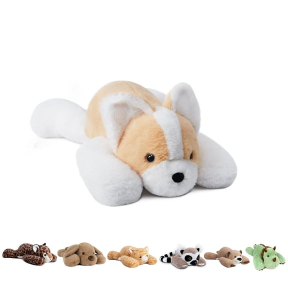 Niuniu Daddy Weighted Corgi Stuffed Animals 20"Large Plush Toy,3.3lb Giant Weighted Corgi Plushie Body Pillow with Soft Faux Fur, Birthday Gift for Baby, Kids & Adults