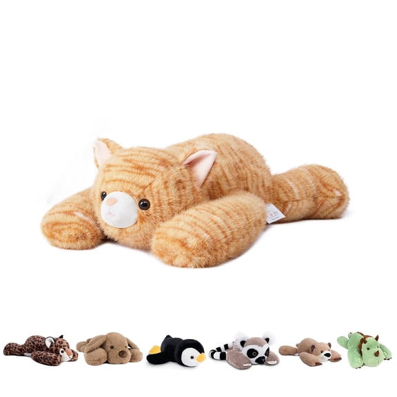 Niuniu Daddy Orange Weighted Cat Stuffed Animals 20"Large Plush Toy,3.3lb Giant Weighted Cat Plushie Body Pillow with Soft Faux Fur, Birthday Gift for Baby, Kids & Adults