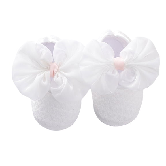 Niusricy Baby Shoes, Solid Color Walking Shoes Footwear with Big Bowknot for Girls, Pink/White/Wine Red/Yellow