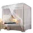 thumbnail image 1 of Niusricy Canopy Bed Curtains, 4 Corner Post Lace Trim Princess Bed Canopy, Mosquito Net for Adult Kids Bedroom, 1 of 8