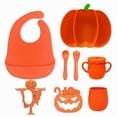 thumbnail image 1 of Niusricy Halloween Baby Plates Set, Toddler Suction Plates for Baby Pumpkin Design Feeding Supplies with Plate, Cup, Forks, Spoons and Bib, 1 of 2