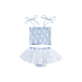 thumbnail image 1 of Niusricy Kids Baby Girls Summer Clothes 0-18M Toddler Sleeveless Camisole Vest Floral Print Cami Tops Mesh Patchwork Shorts Sets Infant Newborn Fashion Cute Princess Outfits for Party Vacation, 1 of 8
