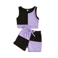 thumbnail image 1 of Niusricy Kids Little Girls Activewear Outfits 12M 18M 2T 3T 4T 5T Toddler Sleeveless Vest Contrast Colors Tank Tops and Elastic Shorts Set Infant Babyr 2PCS Clothes for Daily Casual Vacation, 1 of 8