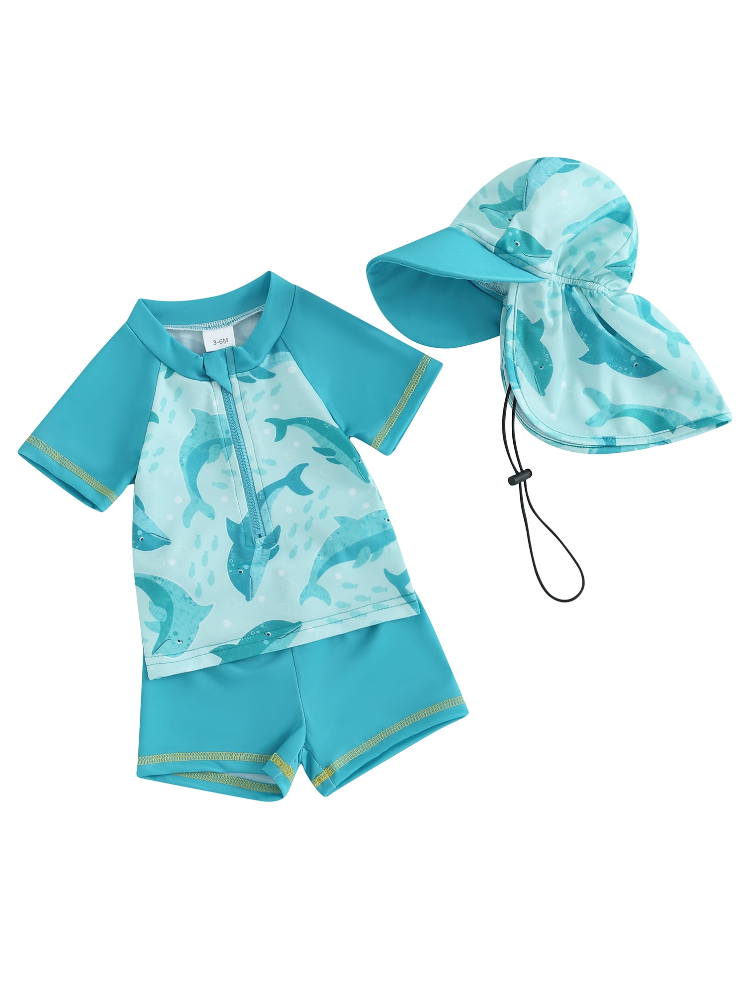 Niusricy Kids Toddler Baby Boy Rash Guard Swimsuit Set Shark Dolphin
