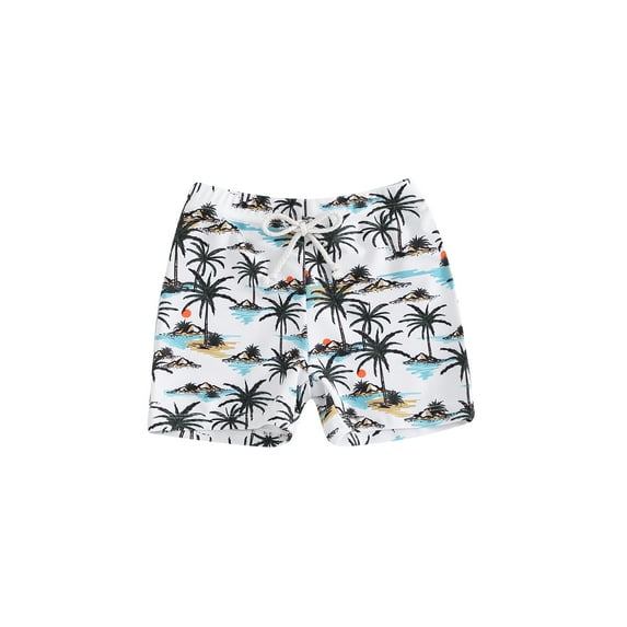 Niusricy Kids Toddler Boys Swim Trunks 6M 12M 18M 2T 3T 4T Infant Baby Elastic Waist Shorts Tree/Checkerboard/Dinosaur Print Shorts Little Boy Fashionard Shorts for Summer Beachwear Vacation