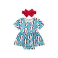 thumbnail image 1 of Niusricy Kids Toddler Girl Baseball Outfit 0 6M 12M 18M 24M Infant Baby Short Sleeve Jumpsuit Dress Crew Neck Baseball Print A-line Romper Dress with Casual Summer Clothes for Vacation Daily, 1 of 8