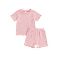 thumbnail image 1 of Niusricy Kids Toddler Girl Summer Floral Outfit 12M 18M 2T 3T 4T Infant Baby Round Neck T-Shirts Flower Print Short Sleeve Tops and Shorts Little Girlomfy 2Pcs Daily Clothes Set for Vacation, 1 of 9